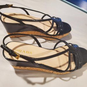 Prada wedge black sandal.  Size 9